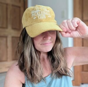 Anthropologie Pickleball Baseball Hat Mustard Yellow Corduroy